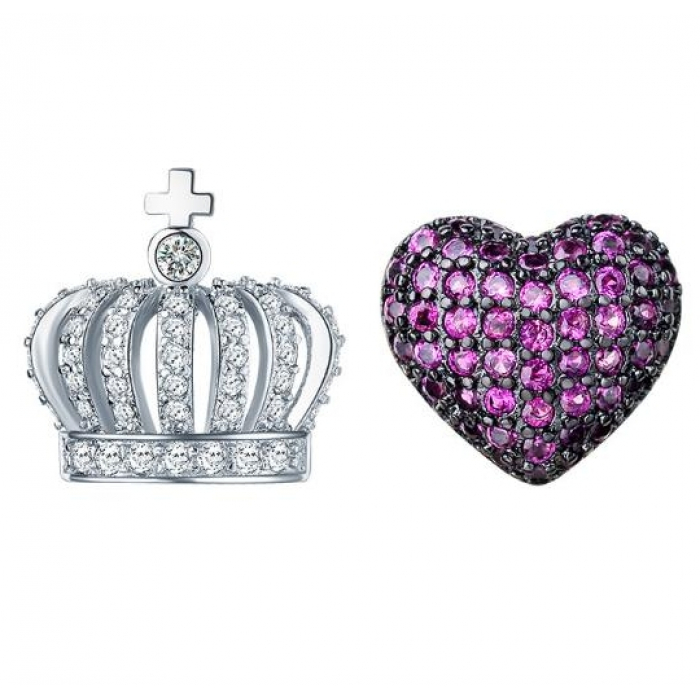 Obrázok pre Swarovski e. asymetrické náušnice Crown, srdce, koruna see2960