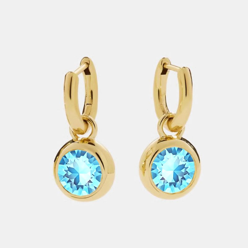 zlaté kruhy modrý kameň swarovski 