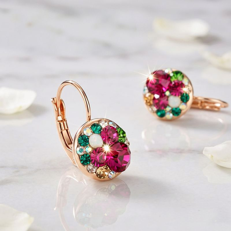 Swarovski e. visiace zlaté náušnice