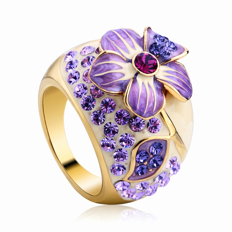 kvetinový prsteň swarovski