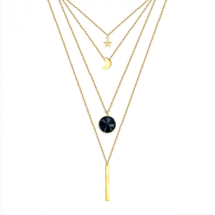 Obrázok pre Swarovski e. štvorradový náhrdelník Moonlight Lady, čierny sen6168
