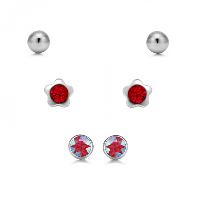 Obrázok pre Swarovski e. set troch párov náušníc Spring equinox, červené see3654