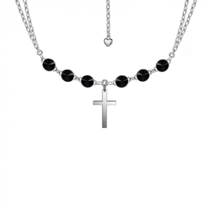 Obrázok pre Swarovski e.náhrdelník s krížikom Have Faith, čierny