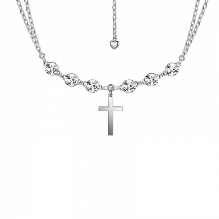 Obrázok pre Swarovski e.náhrdelník s krížikom Have Faith, biely sen6076