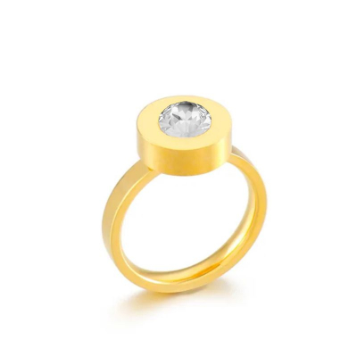 Obrázok pre Swarovski e. dámsky zlatý prsteň Shine Shot, biely se4368