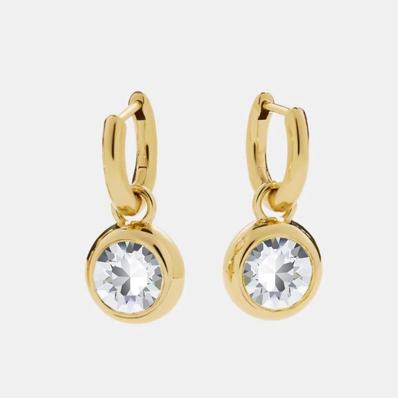 Obrázok pre Swarovski e. náušnice Sofia, zlaté kruhy, biele see3912