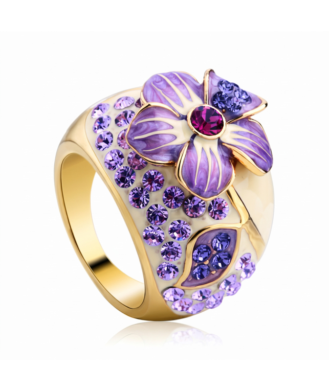 kvetinový prsteň swarovski