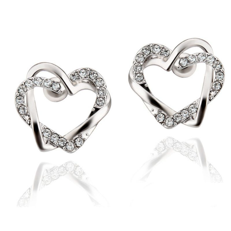 náušnice srdce strieborné